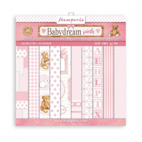 SBBL107   STAMPERIA BABYDREAM PINK 10 feuilles R/V 30.5cmx30.5cm 190gr