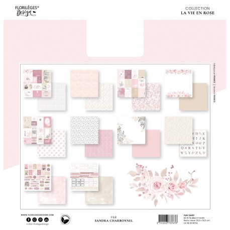 FDPI124011    FLORILEGES DESIGN LA VIE EN ROSE KIT IMPRIMÉ x10 feuilles