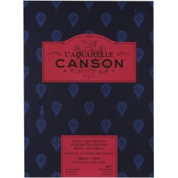 CANSON HÉRITAGE BLOC AQUARELLE PUR COTON GRAIN SATINÉ 300g 23 x 31cm 12 feuilles