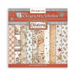 SBBS111   STAMPERIA GEAR UP FOR CHRISTMAS BACKGROUNDS  10 feuilles R/V 20.3cmx20.3cm 190gr