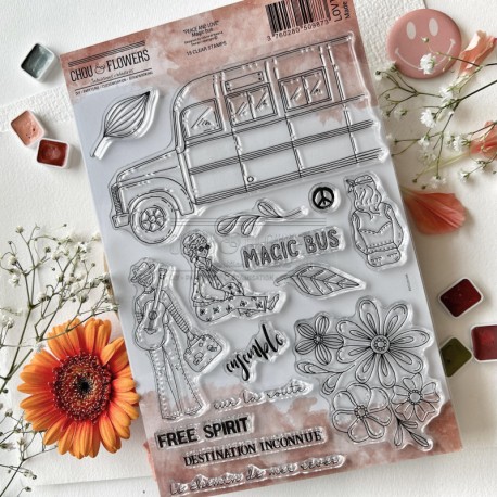 LOV120  CHOU & FLOWERS COLLECTION PEACE AND LOVE TAMPON CLEAR MAGIC BUS