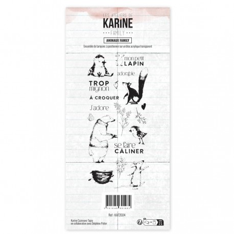 KAT3504   LES ATELIERS DE KARINE FAMILY TAMPON CLEAR CARTE ANIMAUX FAMILY