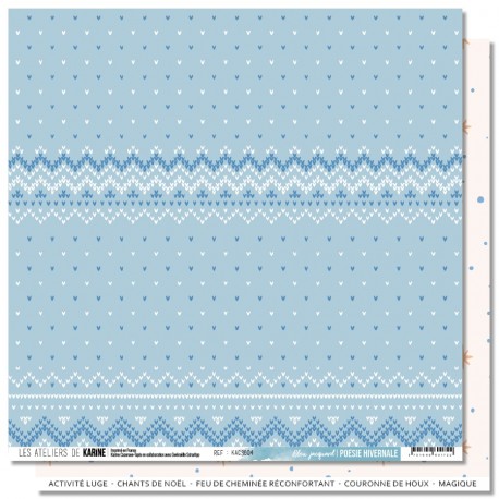 KAC3604   LES ATELIERS DE KARINE POÉSIE HIVERNALE BLEU JACQUARD 30.5 cm x 30.5 cm