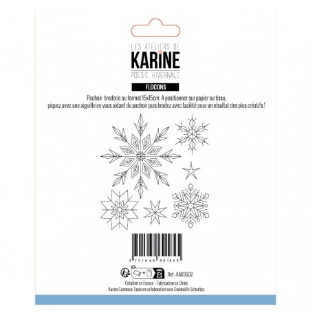 KAB3602   LES ATELIERS DE KARINE POÉSIE HIVERNALE POCHOIR BRODERIE FLOCONS