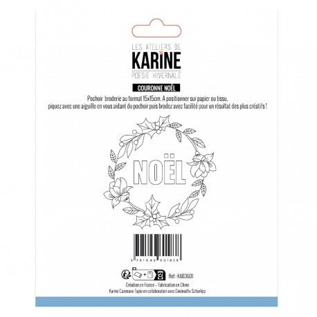 KAB3601   LES ATELIERS DE KARINE POÉSIE HIVERNALE POCHOIR BRODERIE COURONNE NOËL