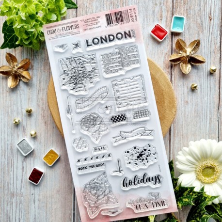 AVE114   CHOU & FLOWERS COLLECTION IT'S ALWAYS TEA TIME TAMPON CLEAR TEXTURE LONDON